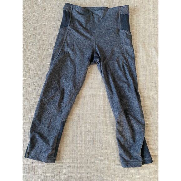 LULULEMON ATHLETICA Women's Heathered Gray Cropped Capri Leggings Pocket 4 - Picture 1 of 7